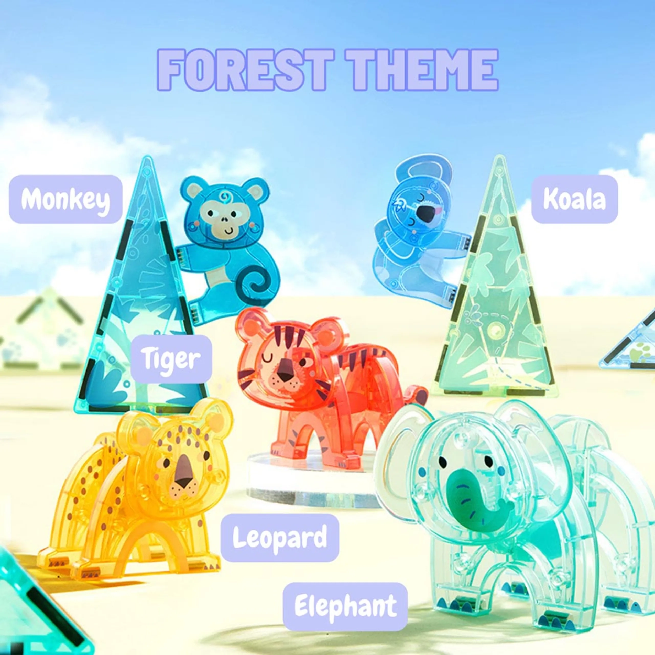 Animal Magnetic Tiles - Animals 40 pcs