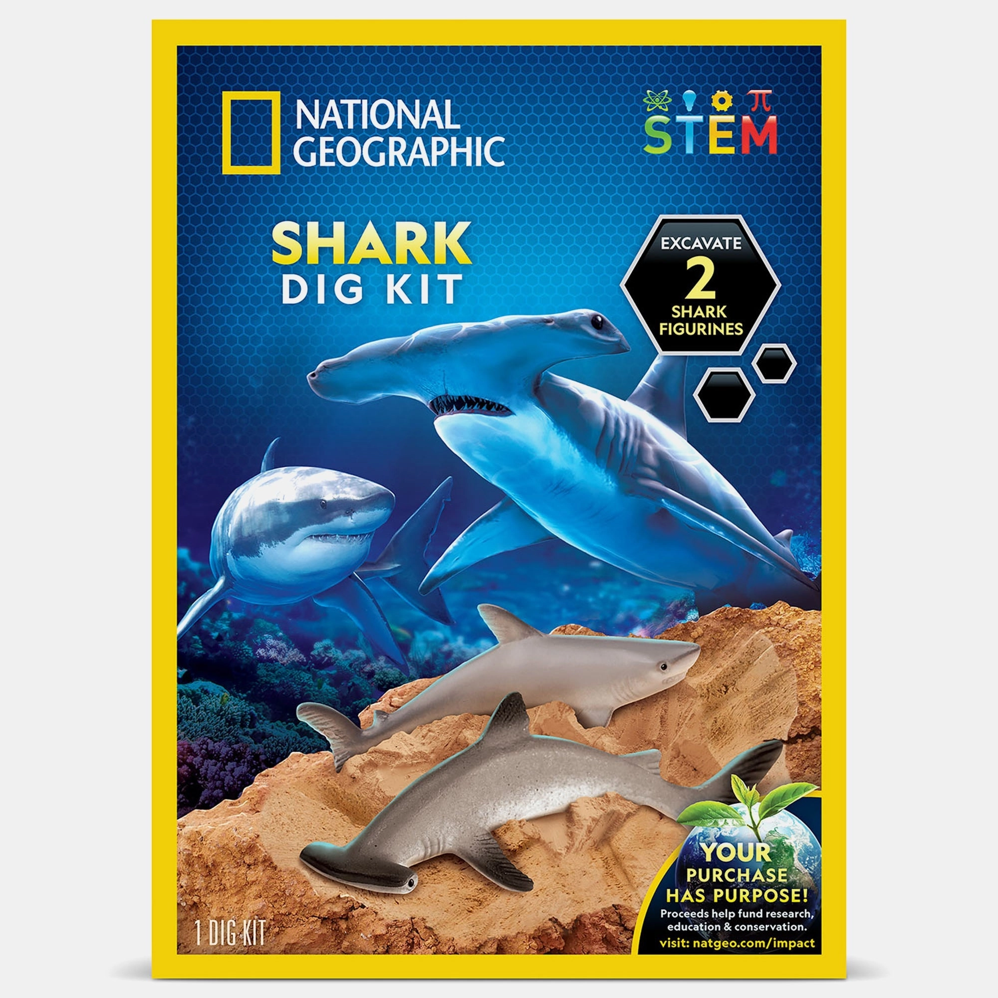 National Geographic Hammerhead Shark Dig Kit Marine Biology Paleontology - 8 years+ 5 pieces