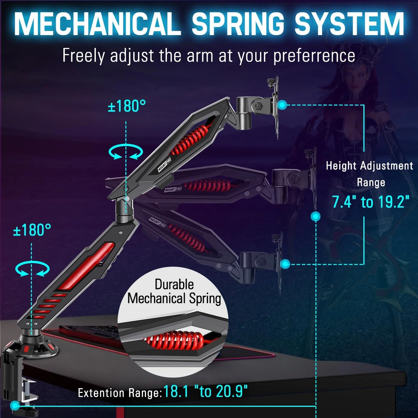 Single Gaming Monitor Stand - 32â€ VESA 75x75, 100x100