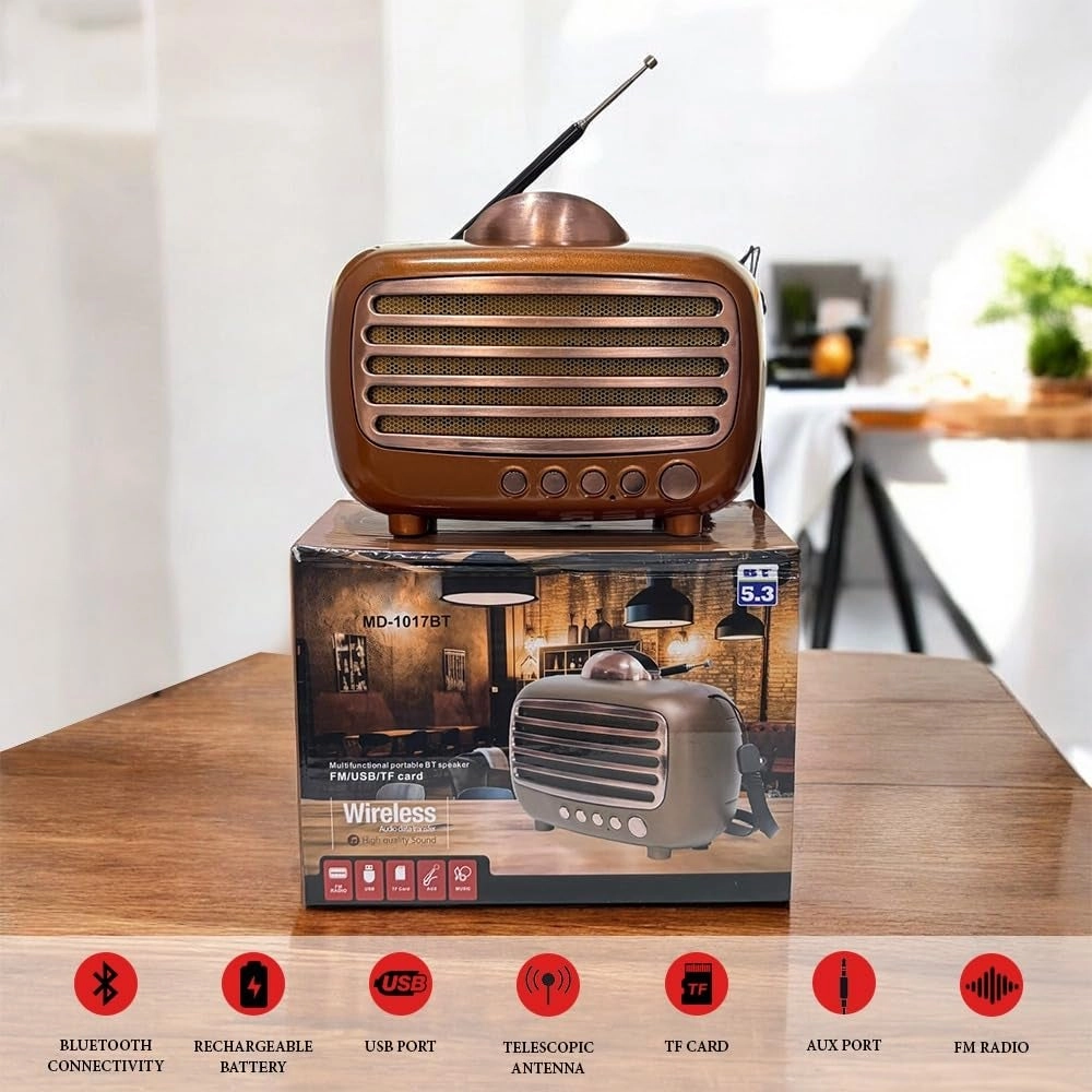 Portable FM Radio - Bluetooth TF Card Rechargeable Battery