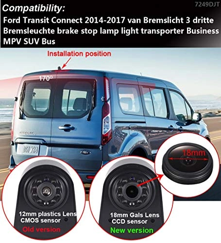 Rear View Mirror Monitor - 4.3 Inch Wired + Brake Light Camera - 1280 x 720 Night vision