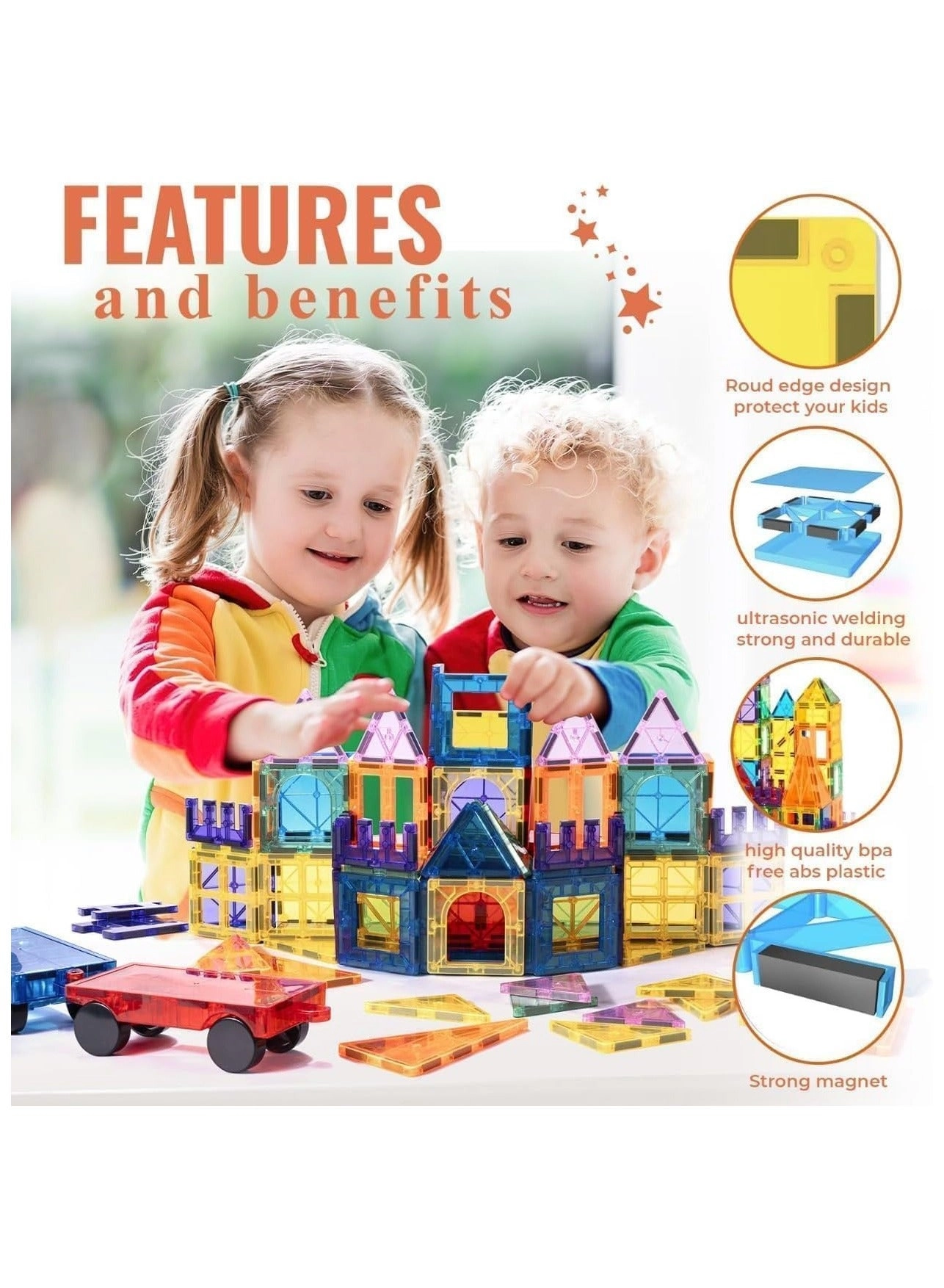 Magnetic tiles - 100 pcs