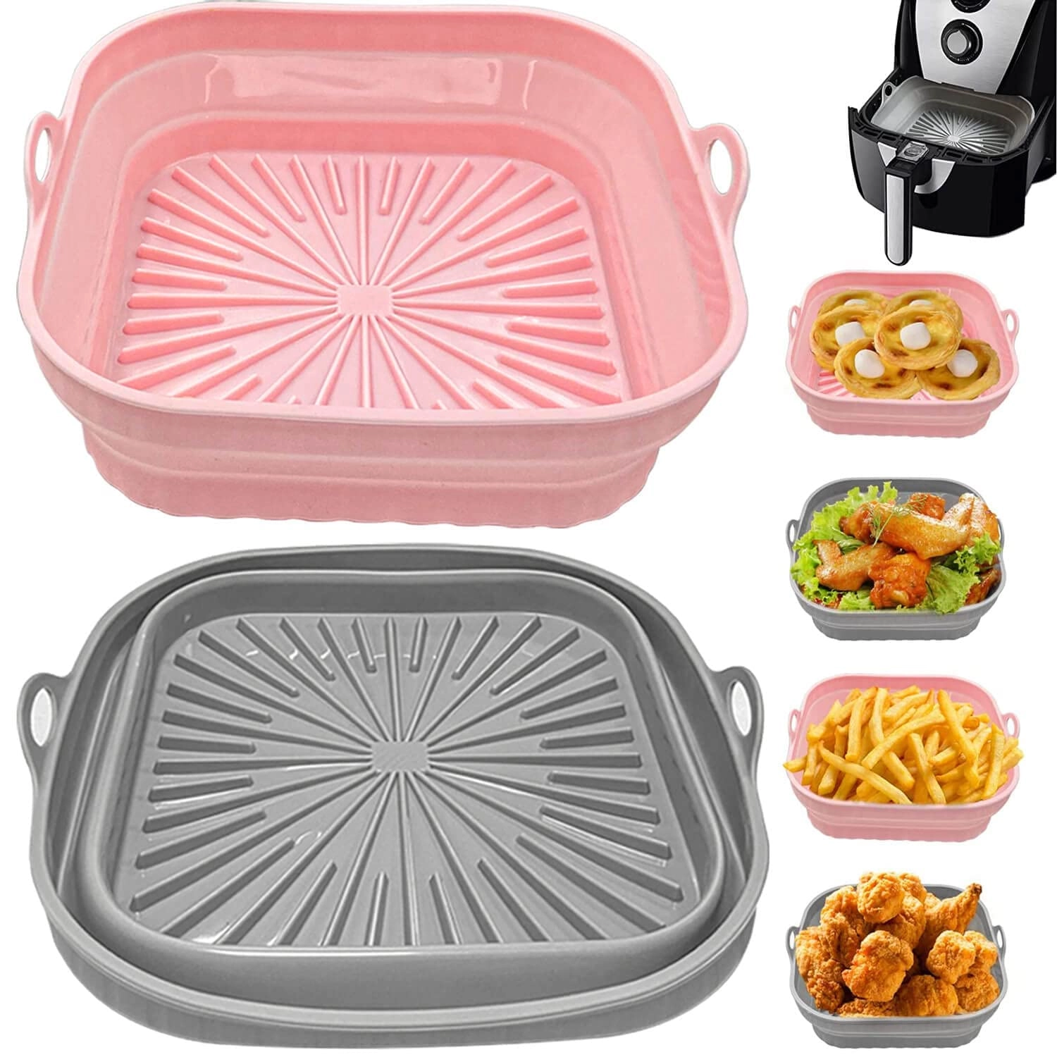 ALMEKAQUZ Air Fryer Silicone Liner - Silicone 2Pcs