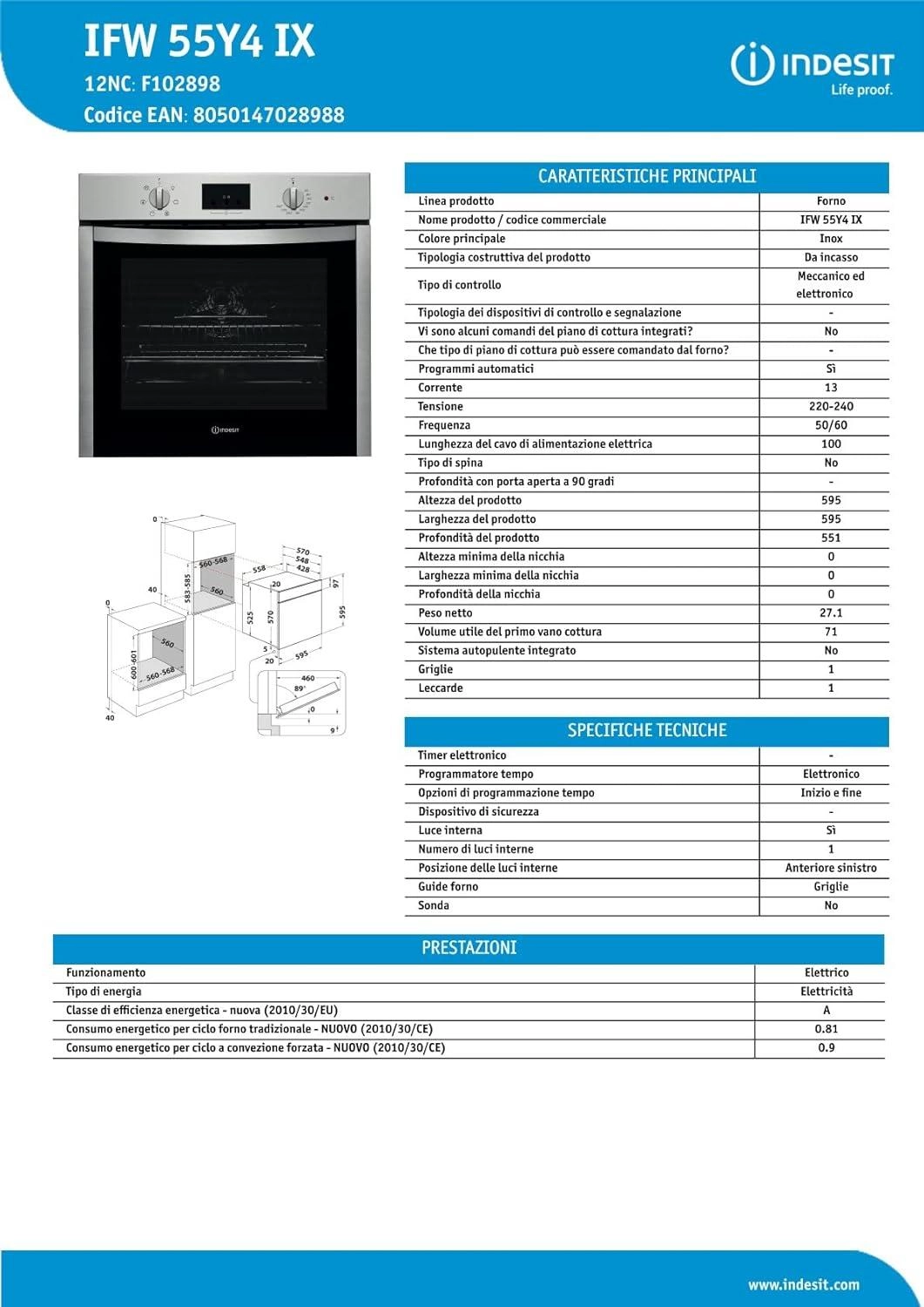 Indesit IFW-55Y4IX - Electric Oven