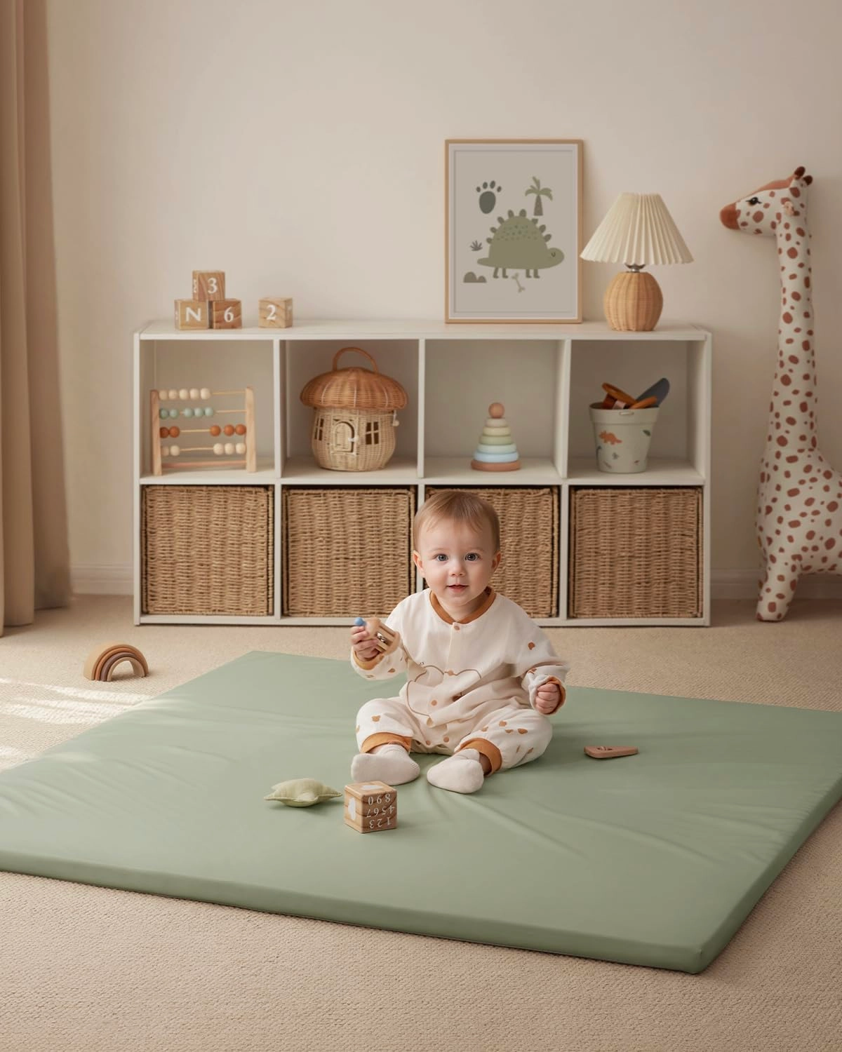 Vegan Leather Baby Play Mat - 50x50 Taupe