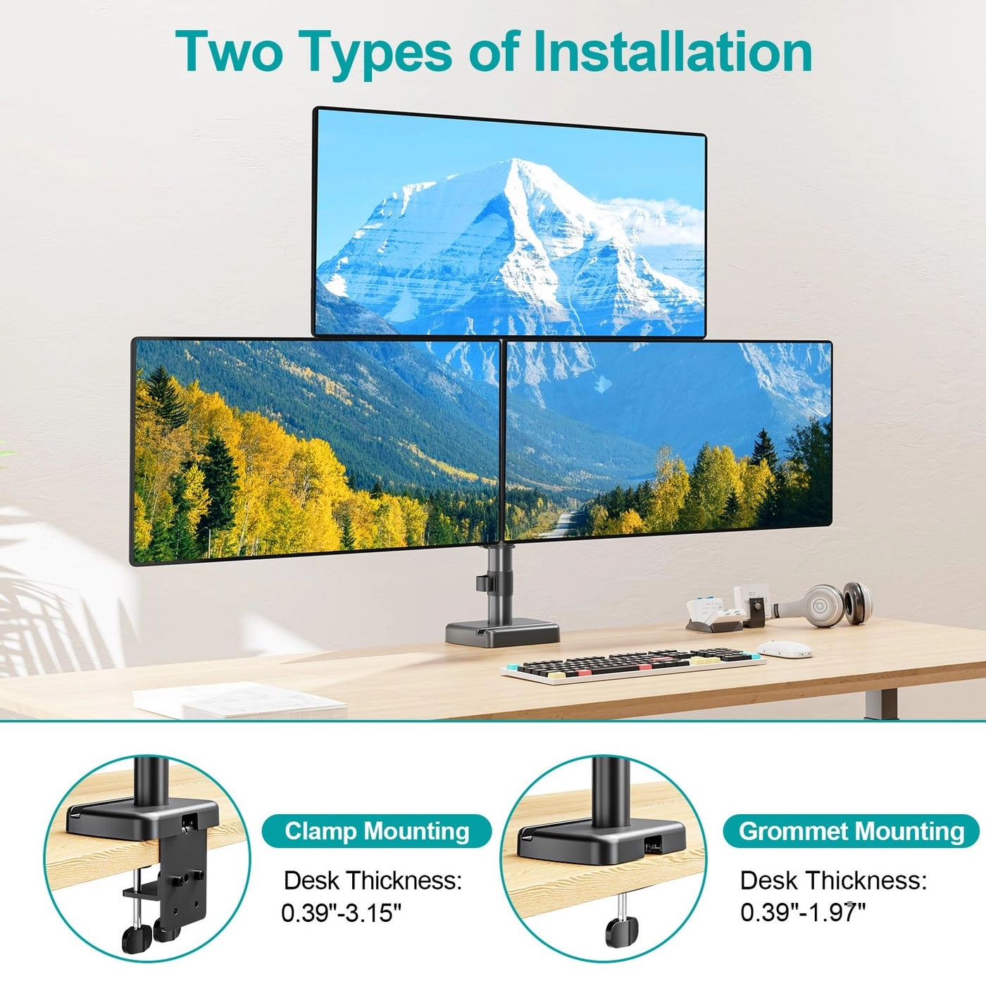Triple Monitor Mount - 3 32 Inch 75x75mm 100x100mm