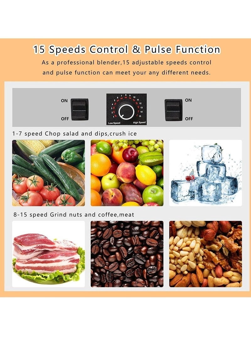 Blender Smoothie Maker - 15 Speed Control Titanium Stainless Steel Blades