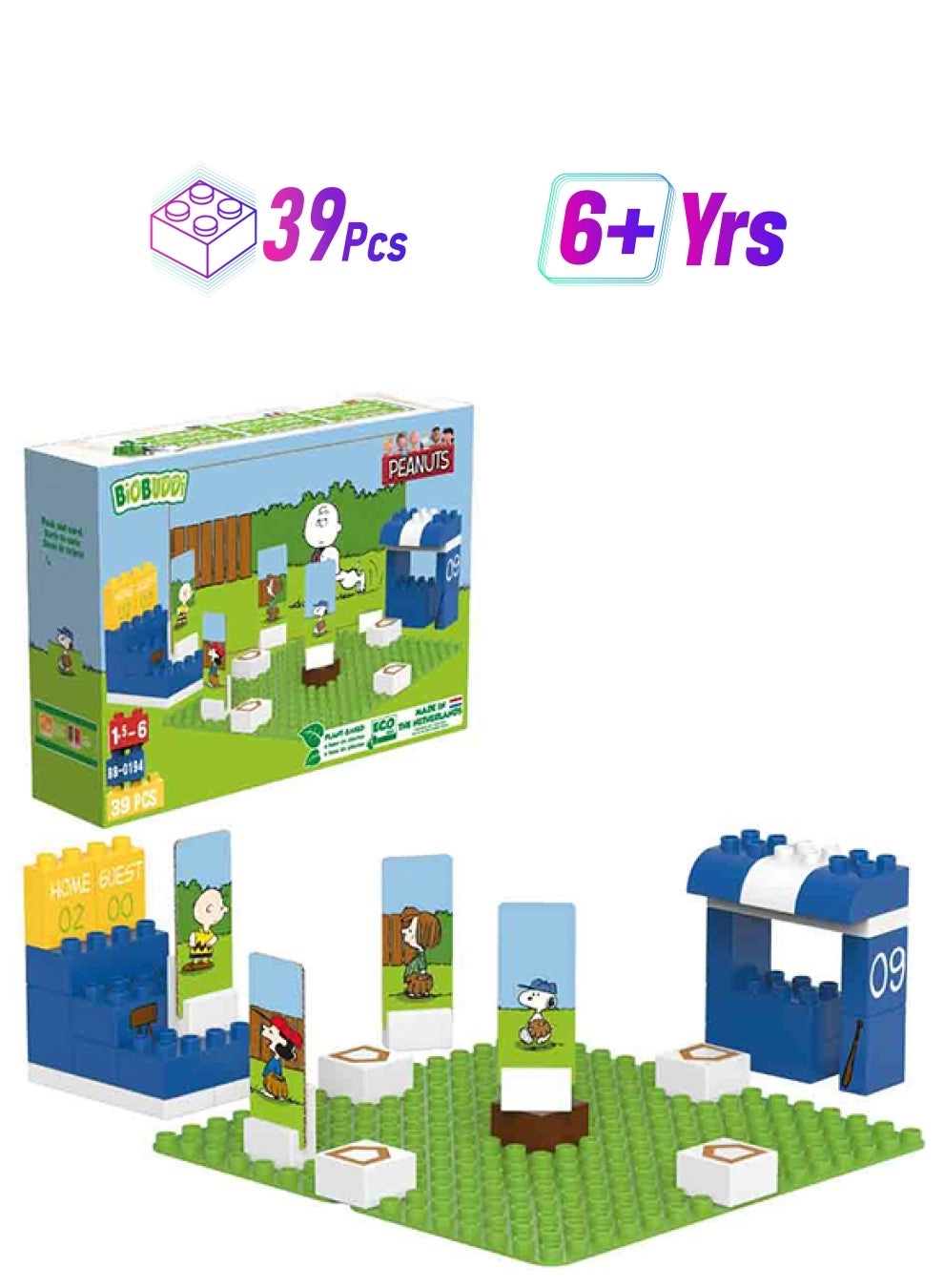 BiOBUDDi Snoopy Baseball Building Set - 6+ Years