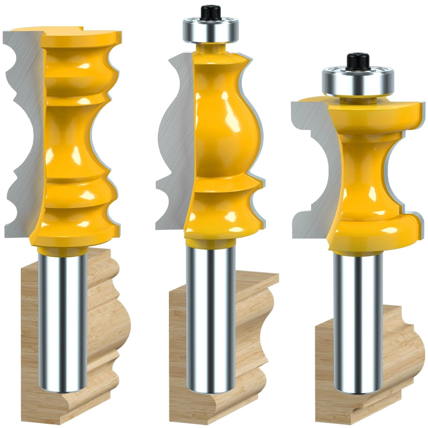 Helovmine Architectural Molding Router Bit + Crown Molding Router Bit + Bullnose Bead Column Face Molding Router Bit