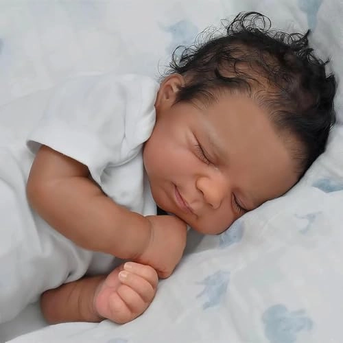 Reborn Baby Doll - 18 Inch 46 cm Silicone Lighter Brown Skin Ages 3+