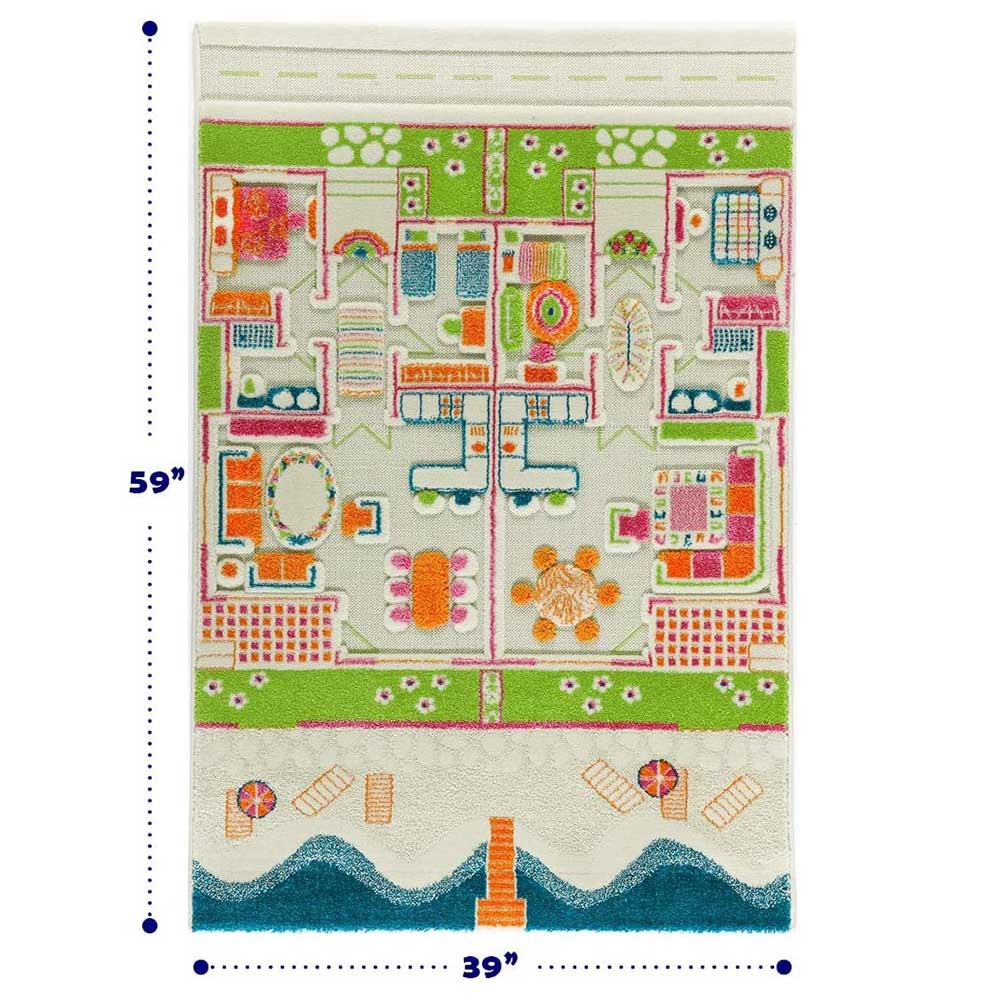 Beach House Design Educational 3D Carpet Playmat - 18 months