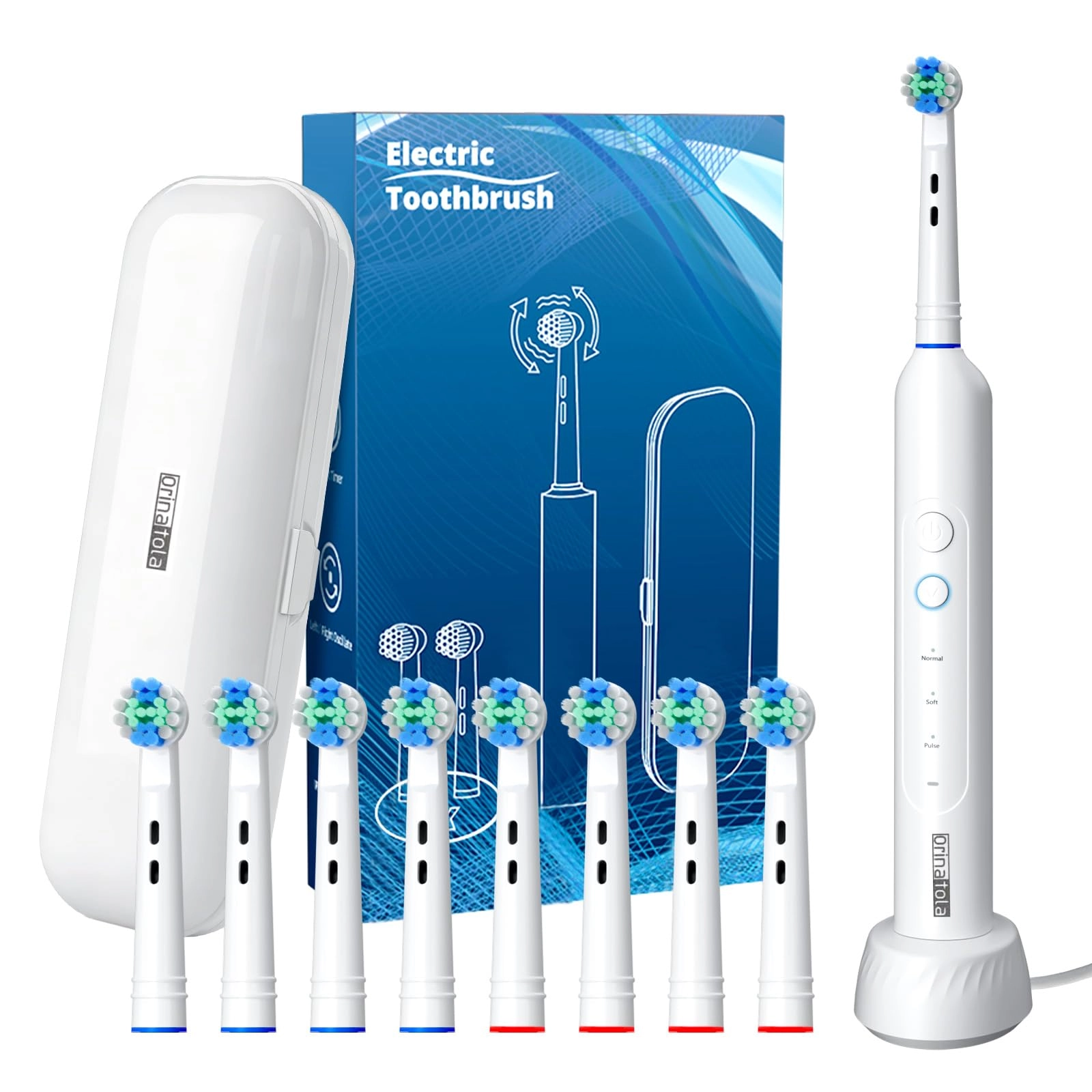 Orinatola 3862 - 8 Brush Heads 3 Modes White