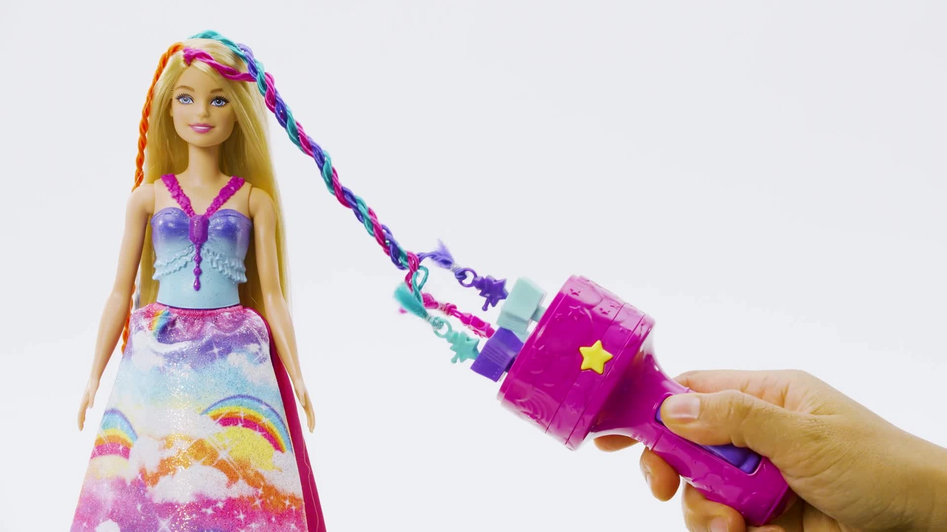 Barbie Dreamtopia Fantasy Braid Twist N Style Rainbow Hair Doll Playset - Twisting Tool Styling Accessories Ages 3+