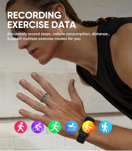 Smart Health Ring - Size 9 Black 7 Day Battery