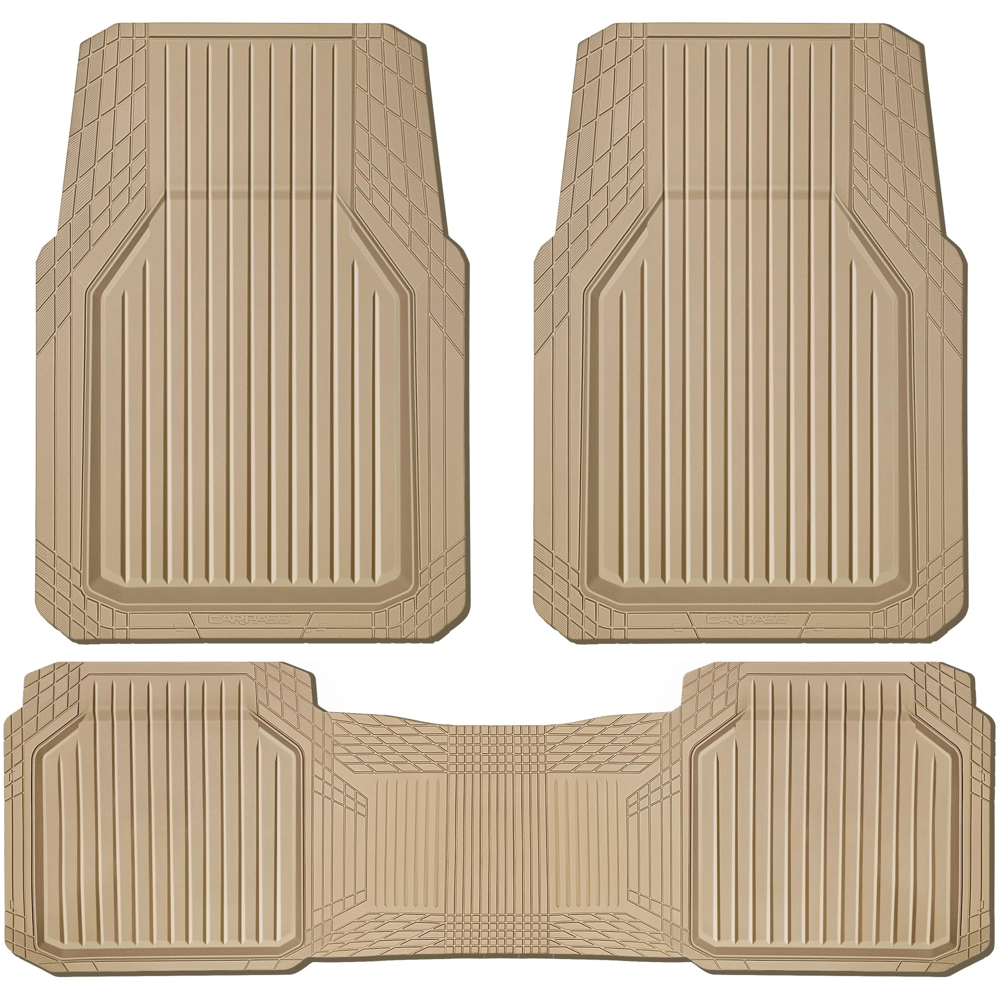 Heavy Duty Rubber Floor Mats - Universal Fit 3pcs Black Purple