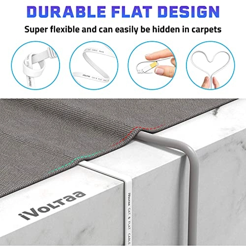 Flat Cat 6 Ethernet Cable - 14 Feet (4.2 m)