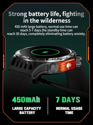 Military Smart Watch - 1.46 inch Color Screen Heart Rate Monitor 450 mAh