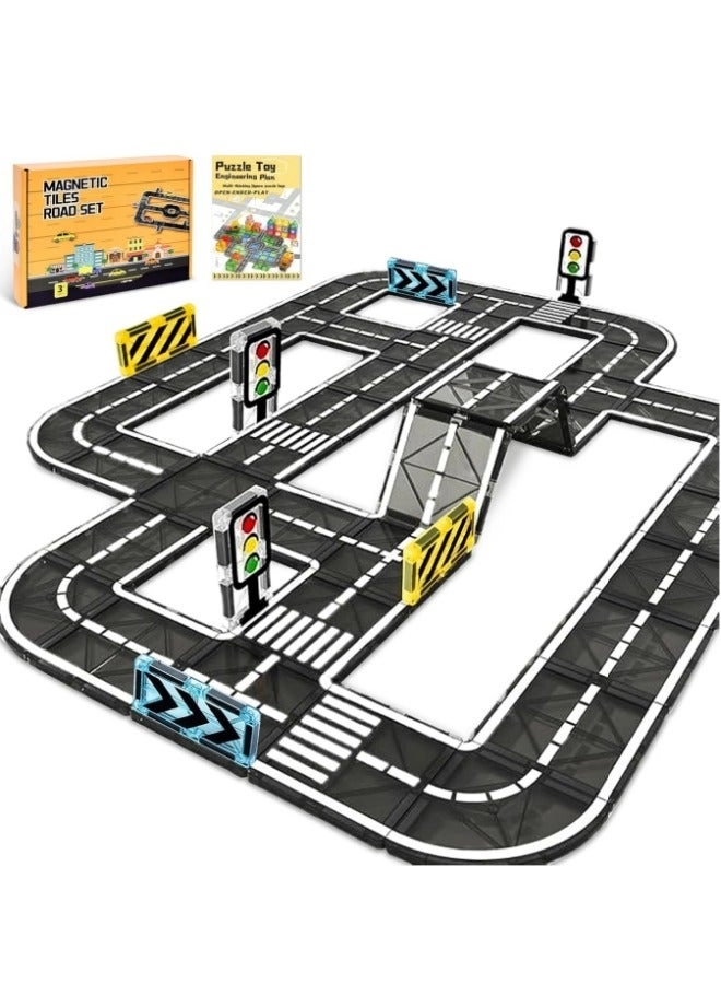 Magnetic Building Blocks Road Set - 50 pcs