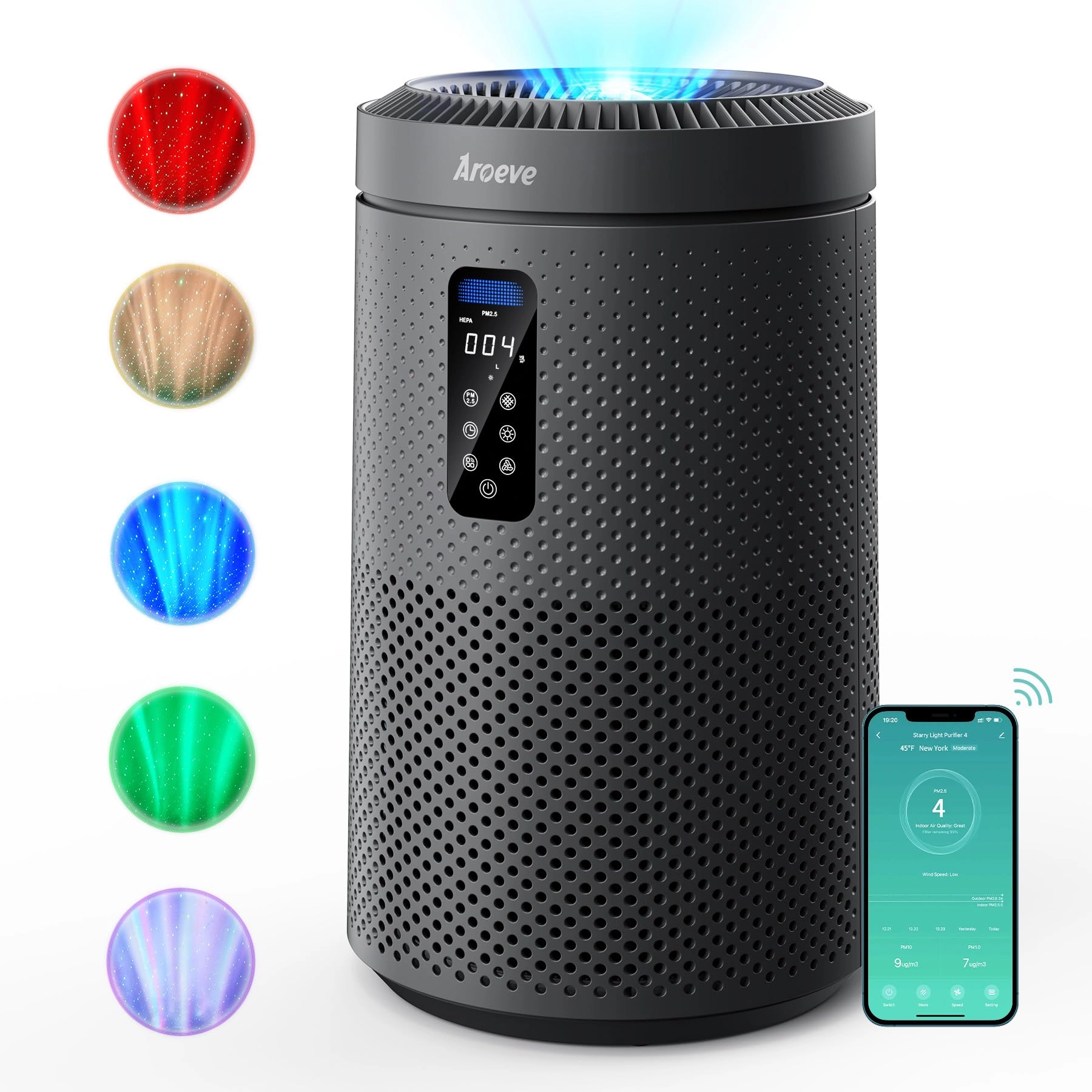 aroeve MK09W - Air Purifier 1782 Sq. Ft. Star Projector