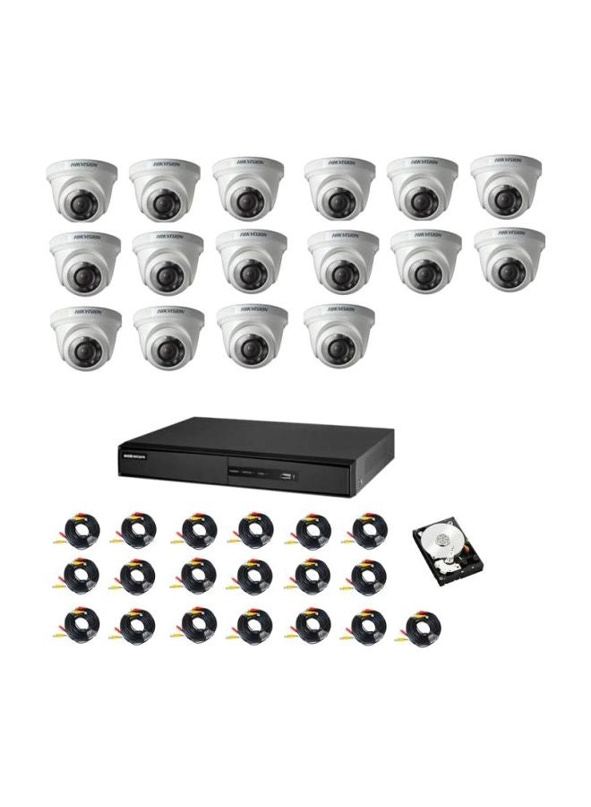 Dome Camera + Bullet Camera + Cable + DVR k1 + Hard Disk - 16 channels 2 pixels