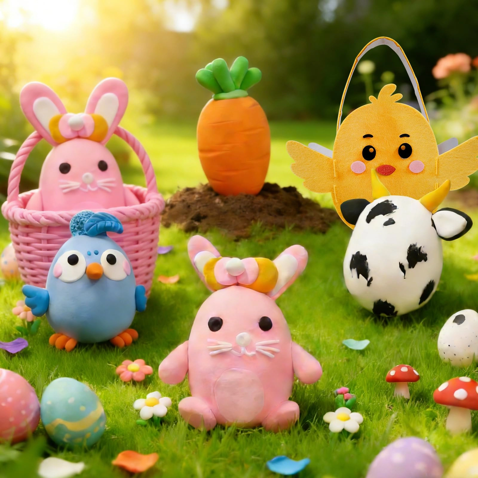 Eatser Crafts Kit - Air Dry Clay Easter Eggs Pack 8pcs.