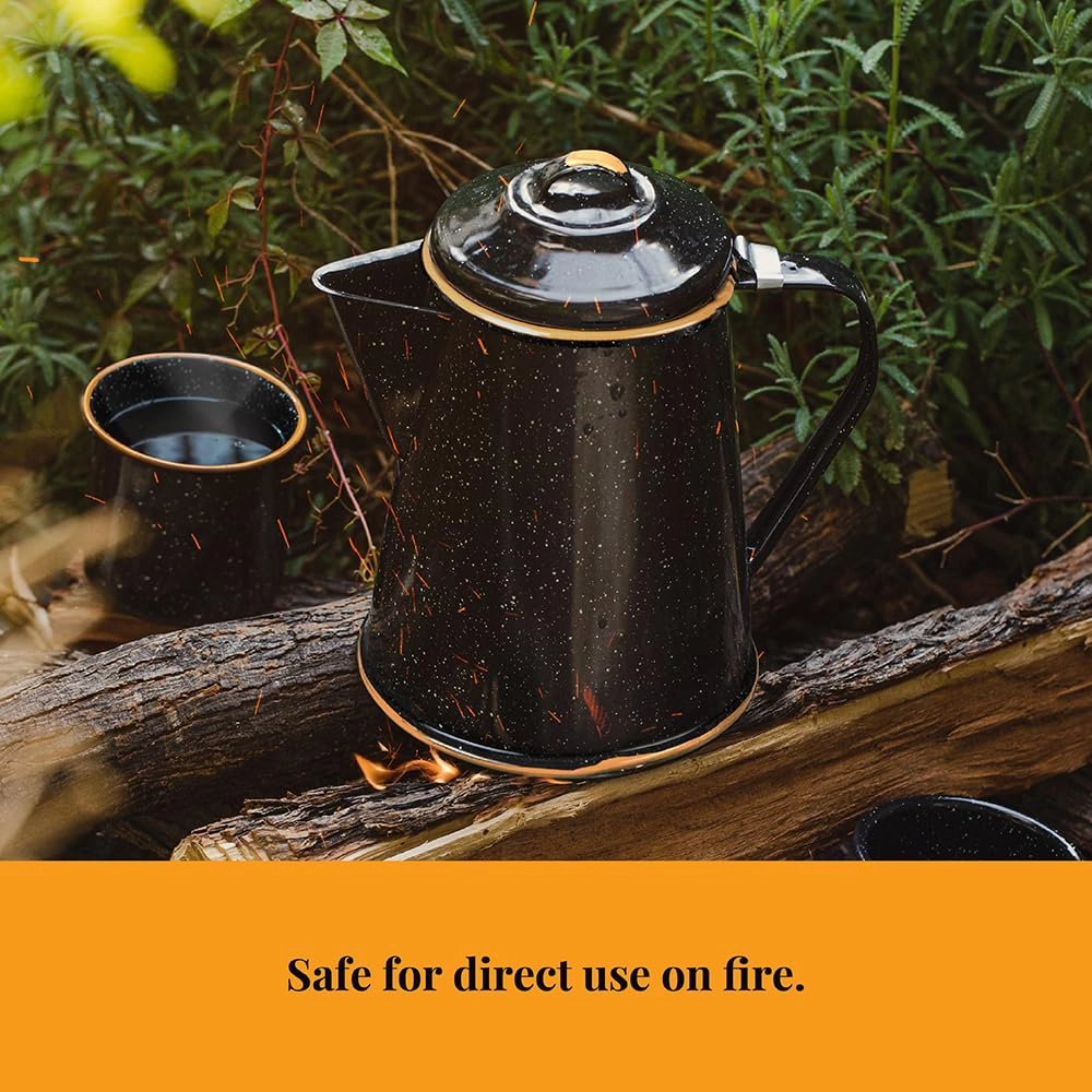 Outdoor Coffee Boiler Set - 8 Cups Enameled Steel