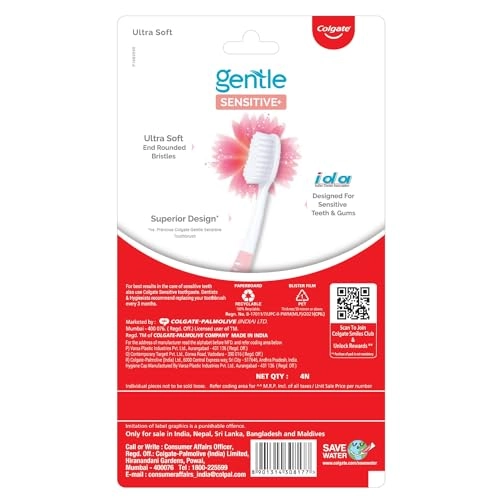 Gentle Sensitive Toothbrush - ultra soft multicolour 4-Piece Pack