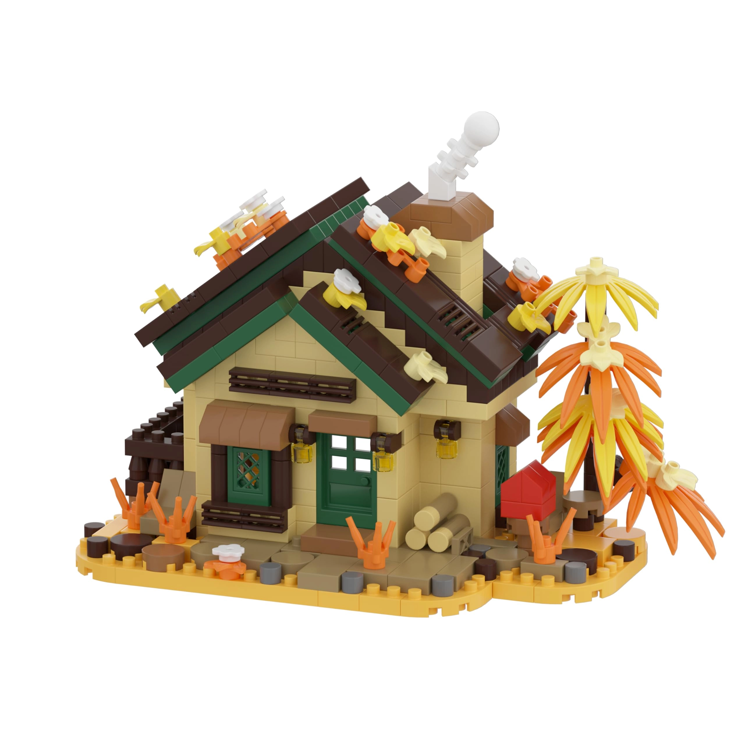 Jollcnoia Autumn Forest Cottage - 1 pcs Floral