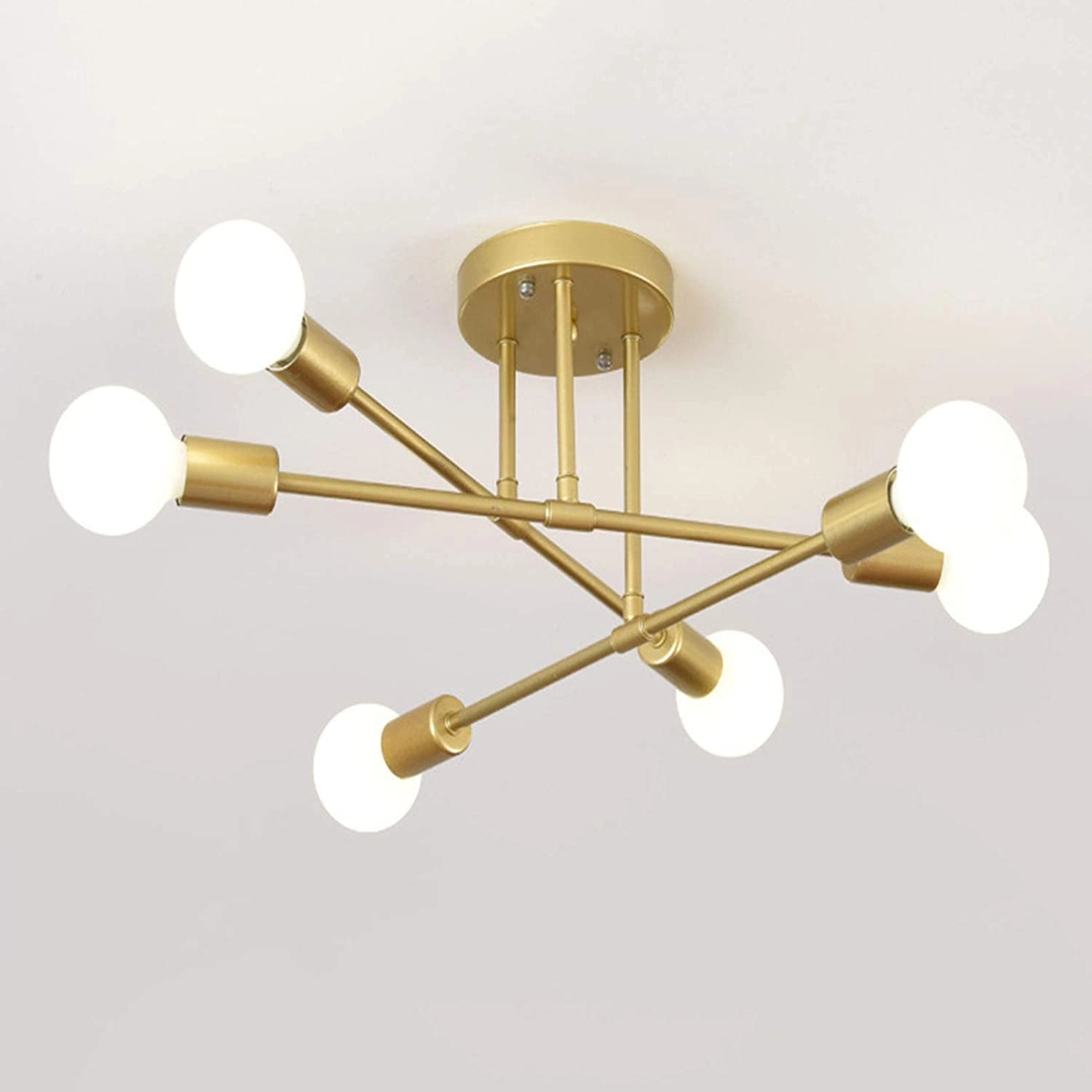 WENY Retro Metal Chandelier Sputnik - E27 6 Lights Gold