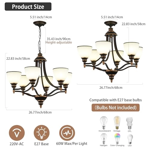 Vintage Farmhouse Chandeliers - Dimmable