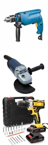 Drill Machine - 13mm + Grinder Machine - 4.5-inch + Cordless Drill Machine - 21V