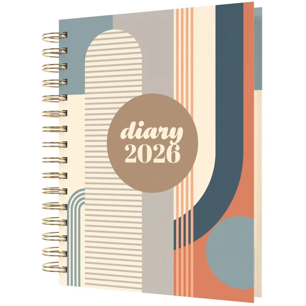 Collins Scandi 2026 Diary - A5 Day To Page Geo Blue
