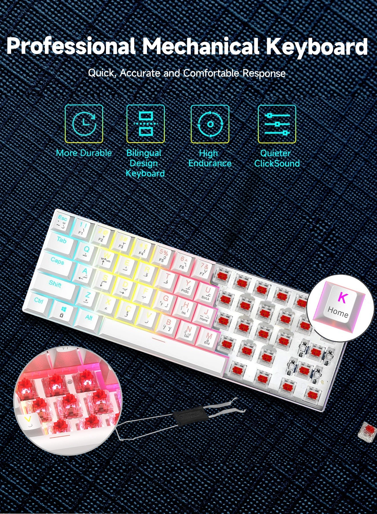 60% Gaming Keyboard + Honeycomb Optical Mouse