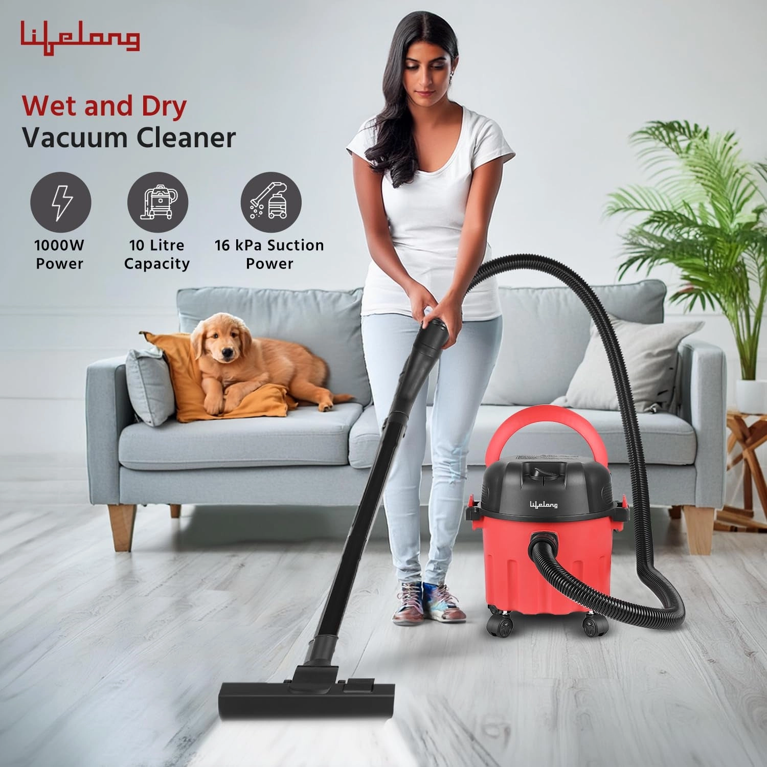 Wet Dry Vacuum Cleaner - 10 Litre 1000W 16 kPa