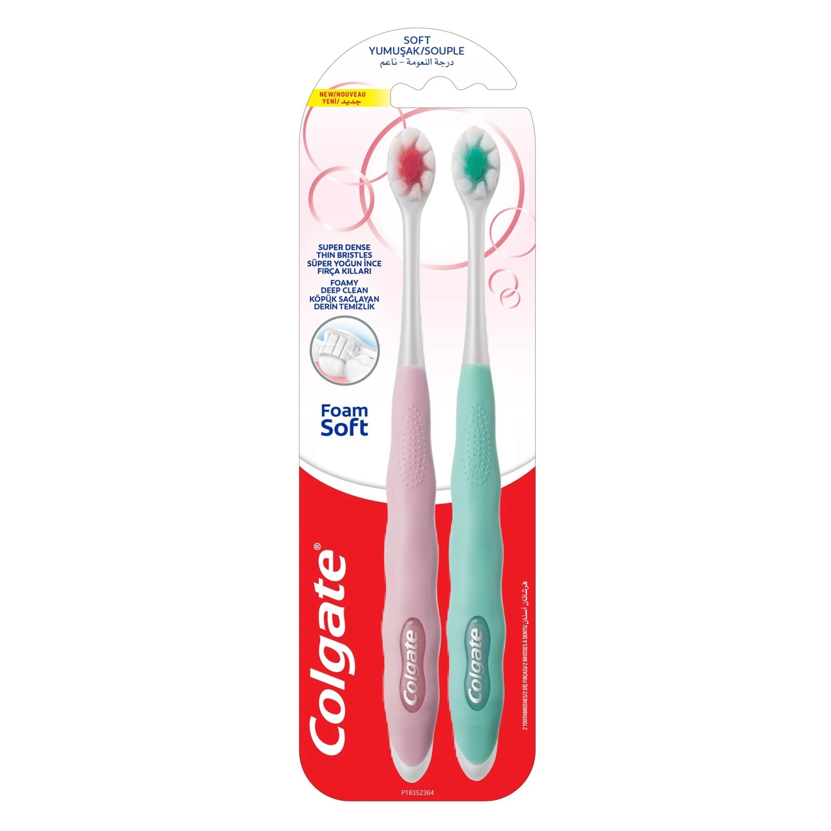 Foamsoft - Super Dense Thin Bristle 2-Piece Pack