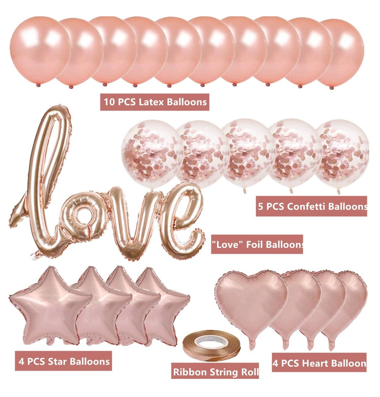 Rose Gold Party Decorations - 25 Pack Valentine’s day Engagement Bridal Sho