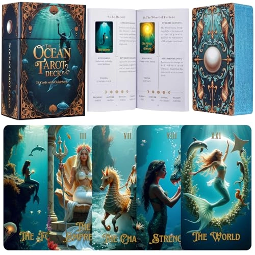 XSYLOHXL Ocean Tarot - 78 PCS 400GSM Gold Foil