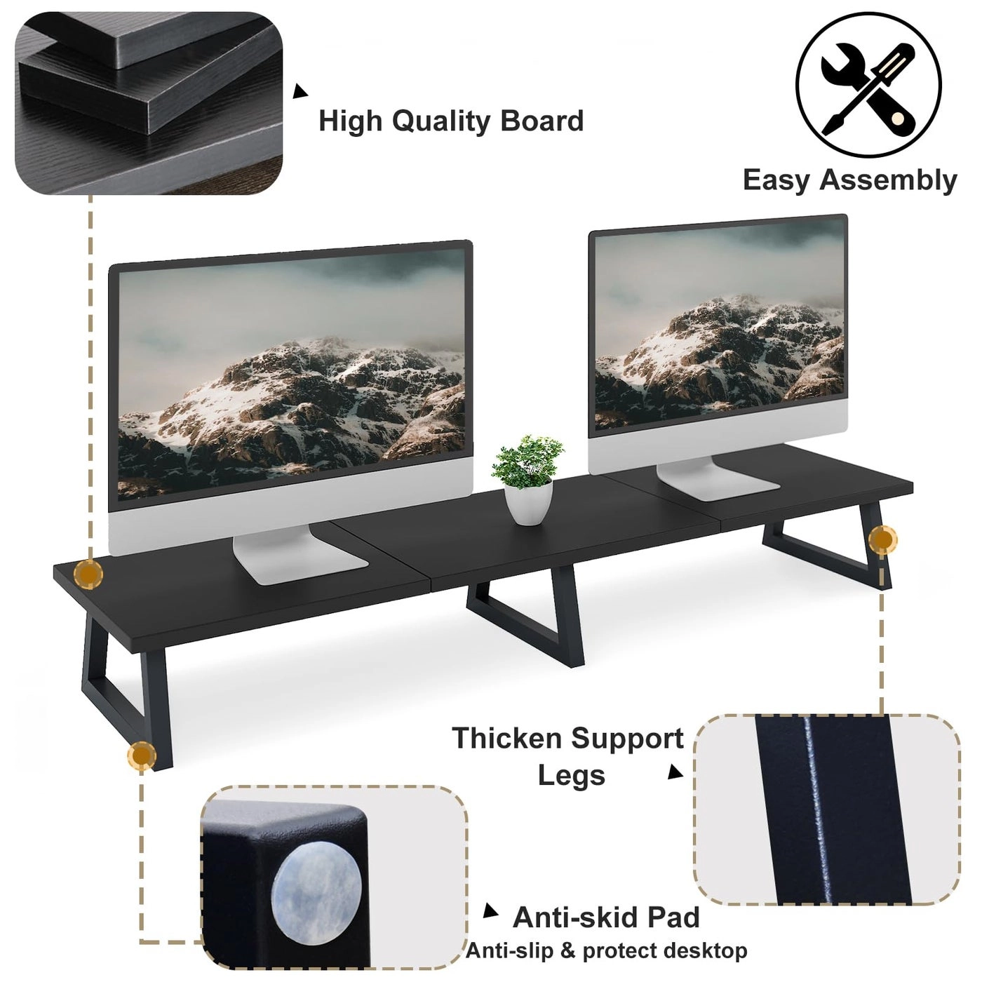 Dual Monitor Stand Riser - 2 Monitors 37 inch