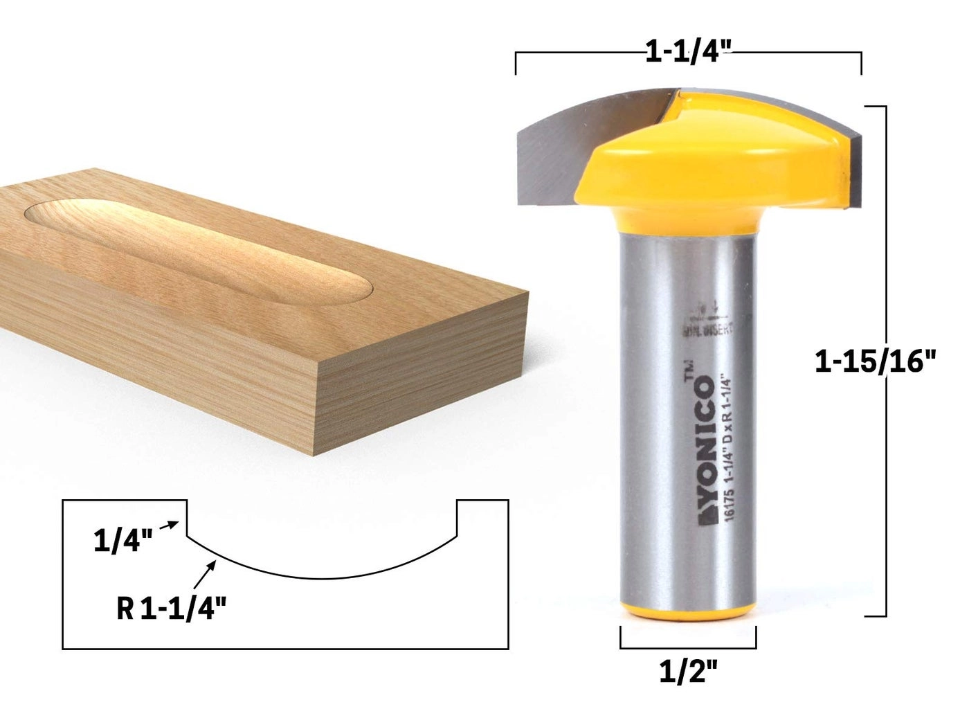 Horizontal Crown Router Bit - 1-1/4"" 1/2""