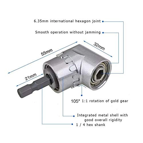105 Degree Right Angle Driver - 1/4-inch Hex Magnetic Bit Socket