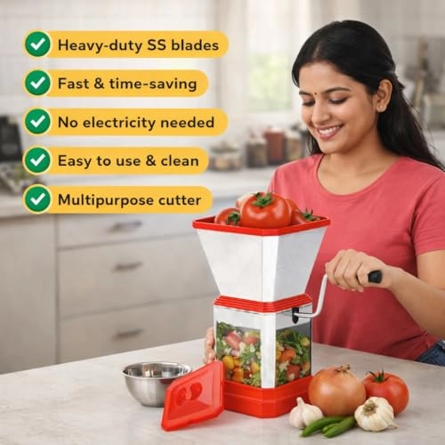 Manual Vegetable Cutter - Stainless Steel Red