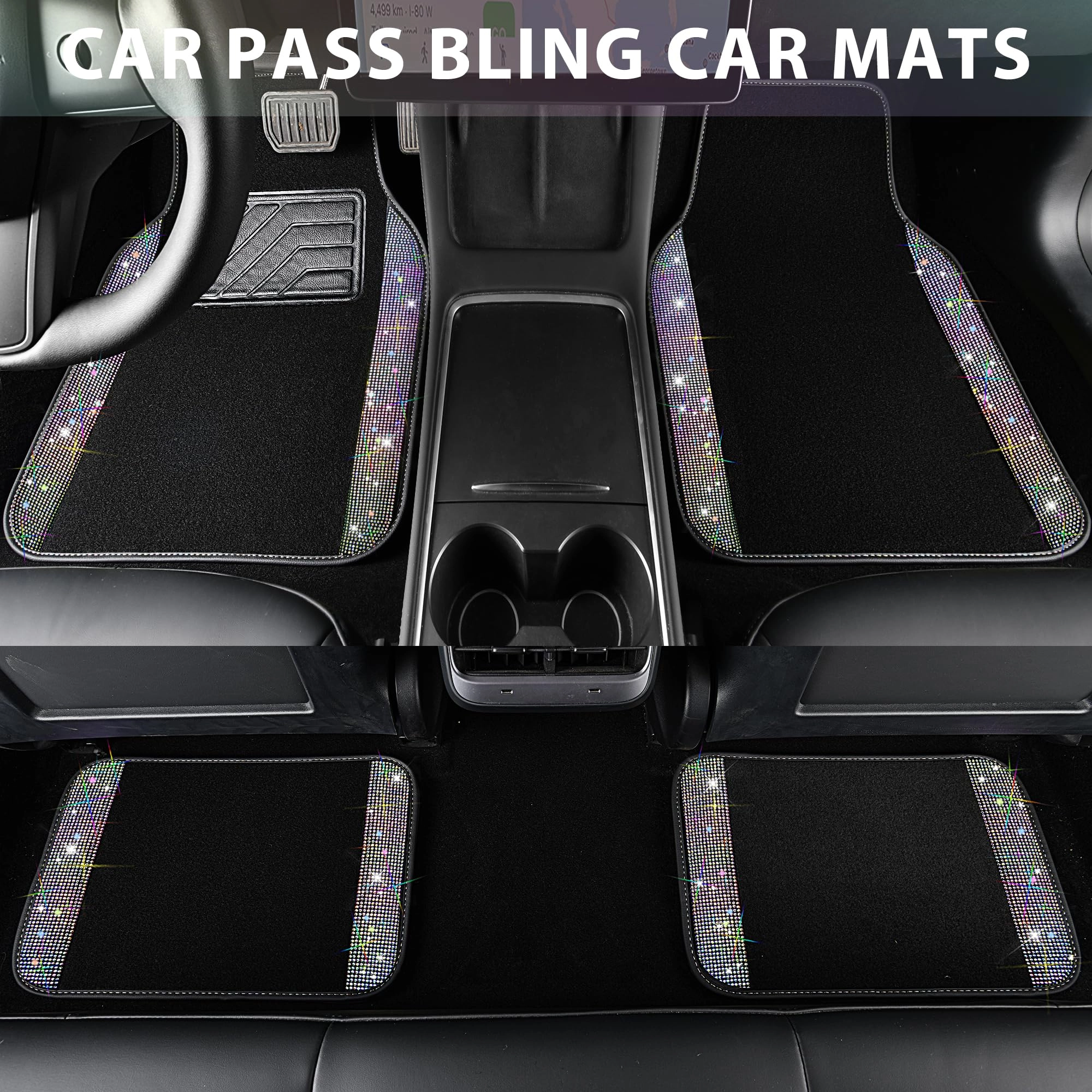 Bling Diamond Car Mats - 4.0 Count Universal Fit