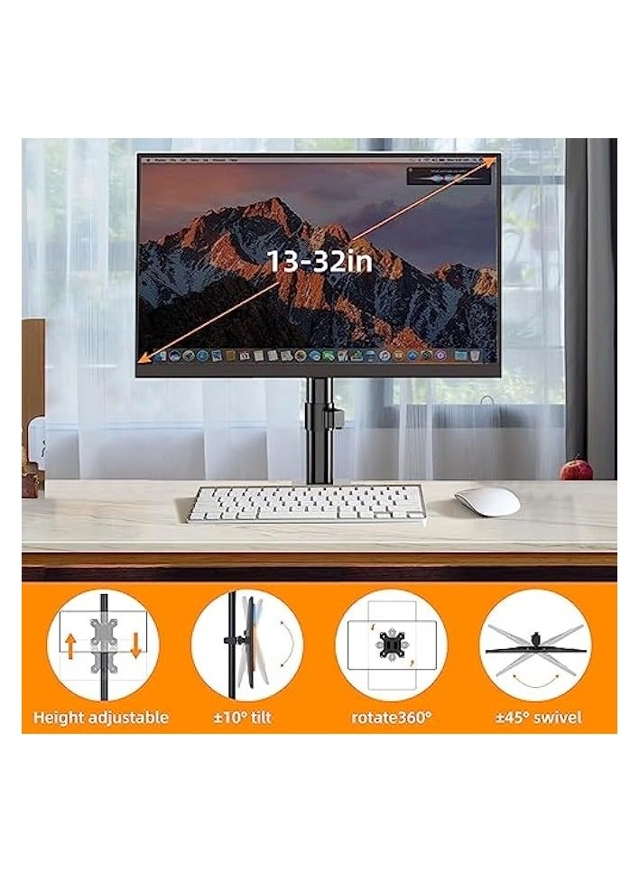 Single Monitor Arm - Single 13-32 Inch VESA 75x75/100x100mm