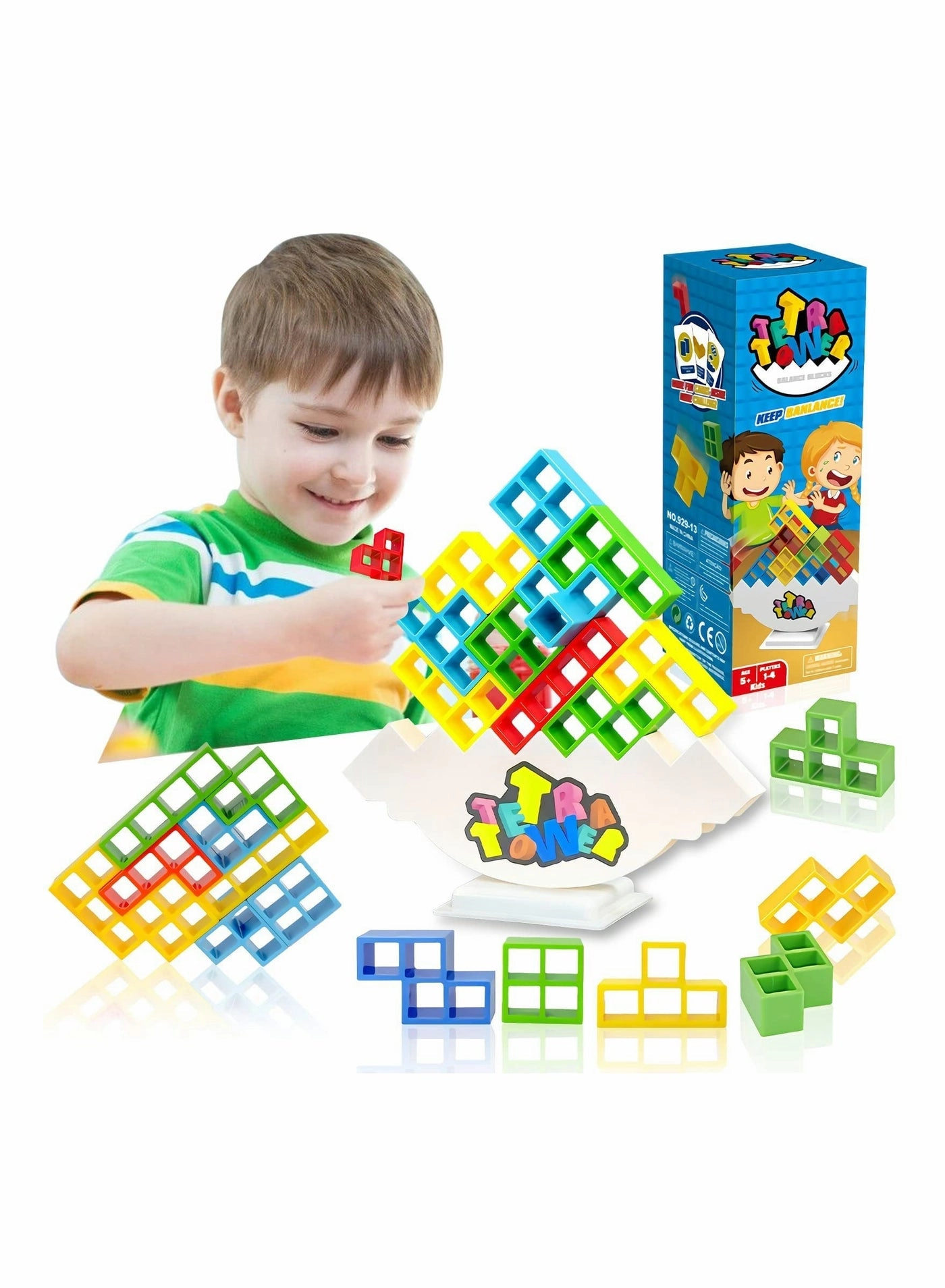 Tower Balance Game - 64Pcs 8 Shapes