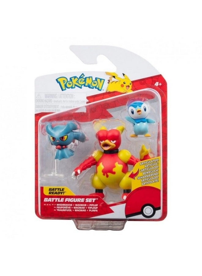 Jazwares Pokémon - Tiplouf + Feuforêve + Magmar 3 pcs