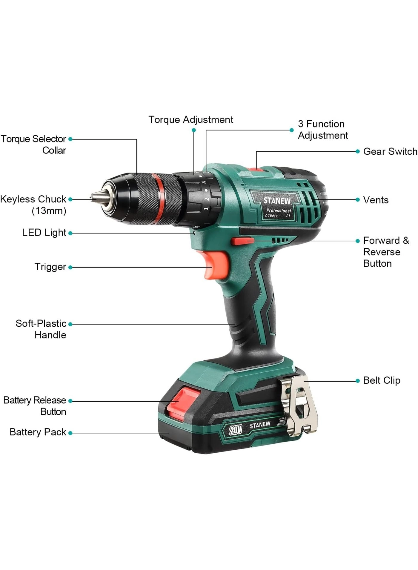 Cordless Drill Set - 2000 Milliamp Hours