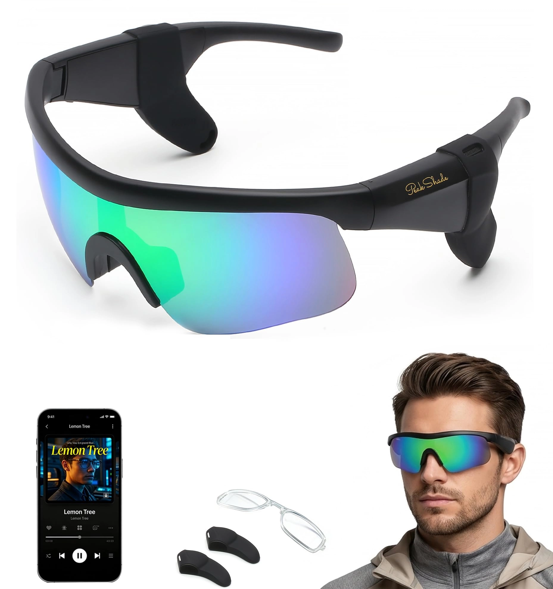 Peak Shade Smart Glasses - Black Frame-Grey Lens