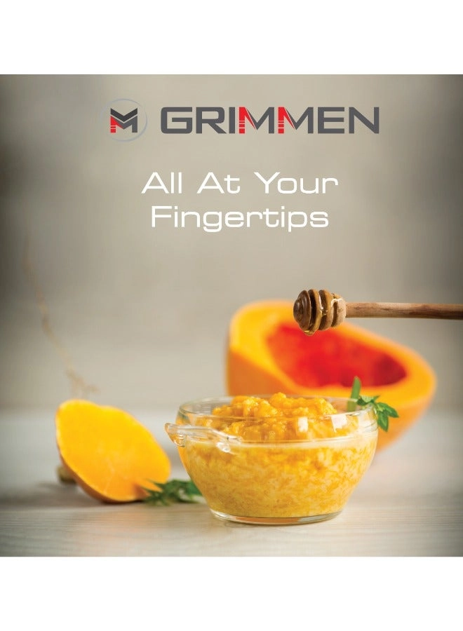 Hand Blender Full Set - Complete 5-Piece Kit Single-Button Smart Speed Control 4-blade black titanium-coated blades