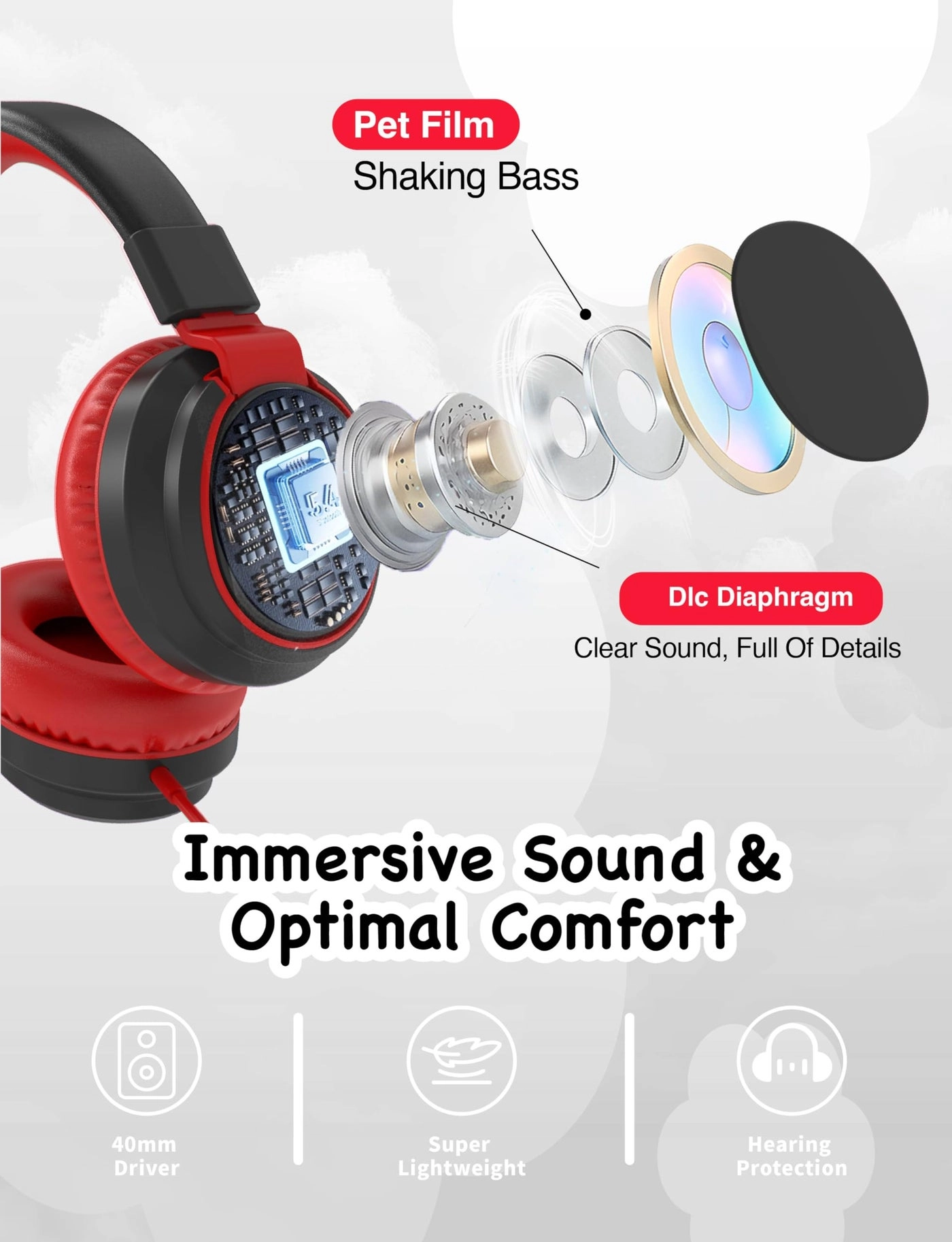 MD-H01 - Kids Wired 85dB Foldable On-Ear with Mic