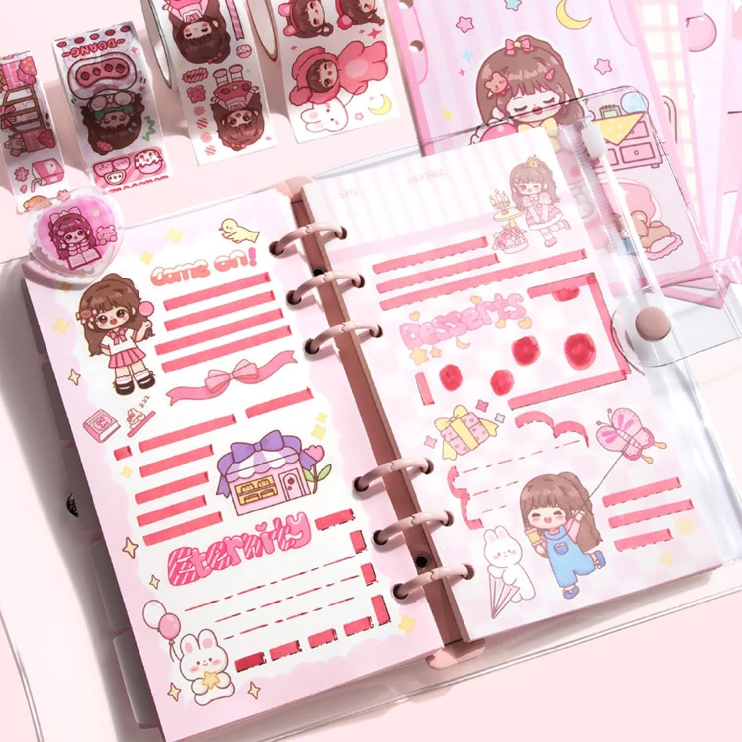 Mini Transparent Binder Spiral Diary Notebook